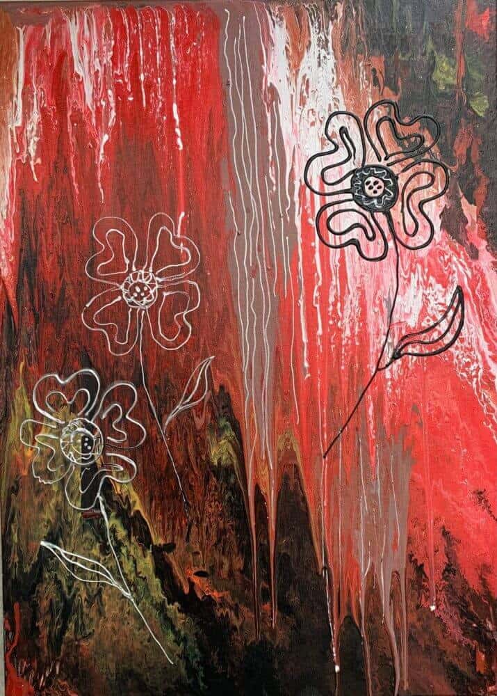 POURING RED Πίνακας σε Καμβά 50x70cm - Image 1