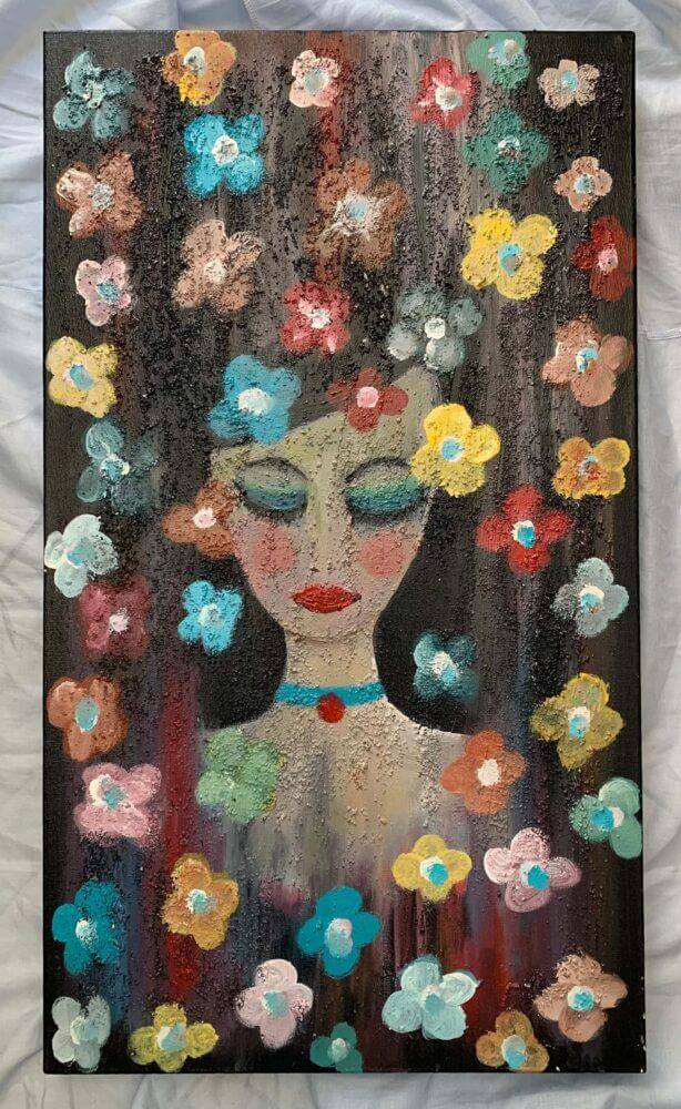 Καμβάς 40Χ70 με ακρυλικά και τσιμέντο