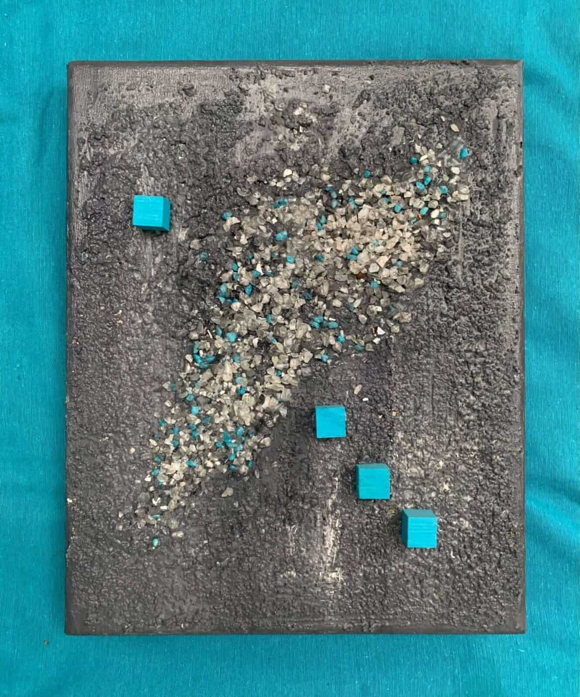 Καμβάς 30Χ24 ακρυλικά, τσιμέντο, ξύλο