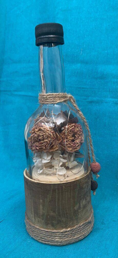 Διακοσμητικό μπουκάλι με αποξηραμένα και LED