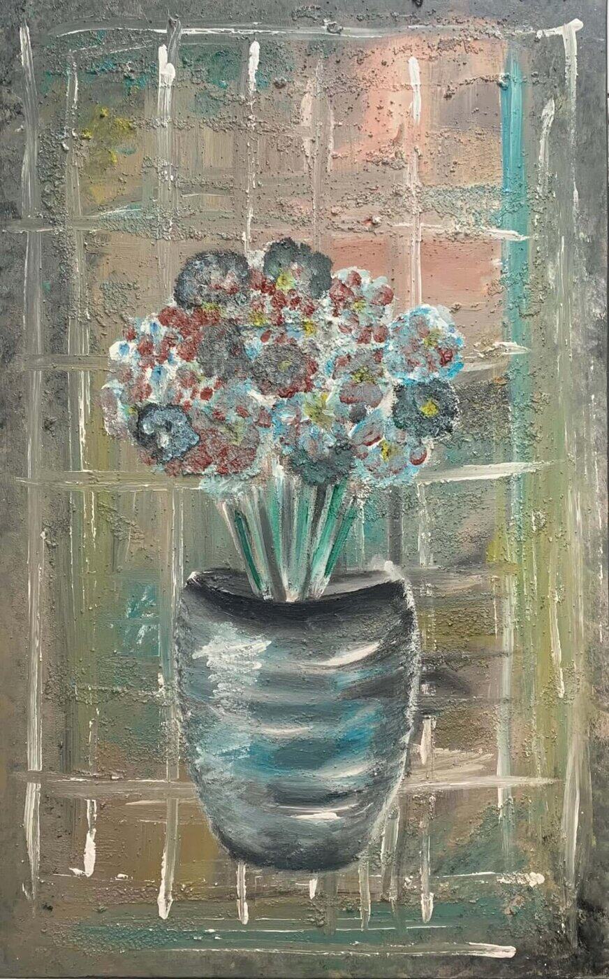 Καμβάς 50Χ80 με ακρυλικά και τσιμέντο