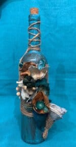 Διακοσμητικό μπουκάλι με αποξηραμένα τυρκουάζ