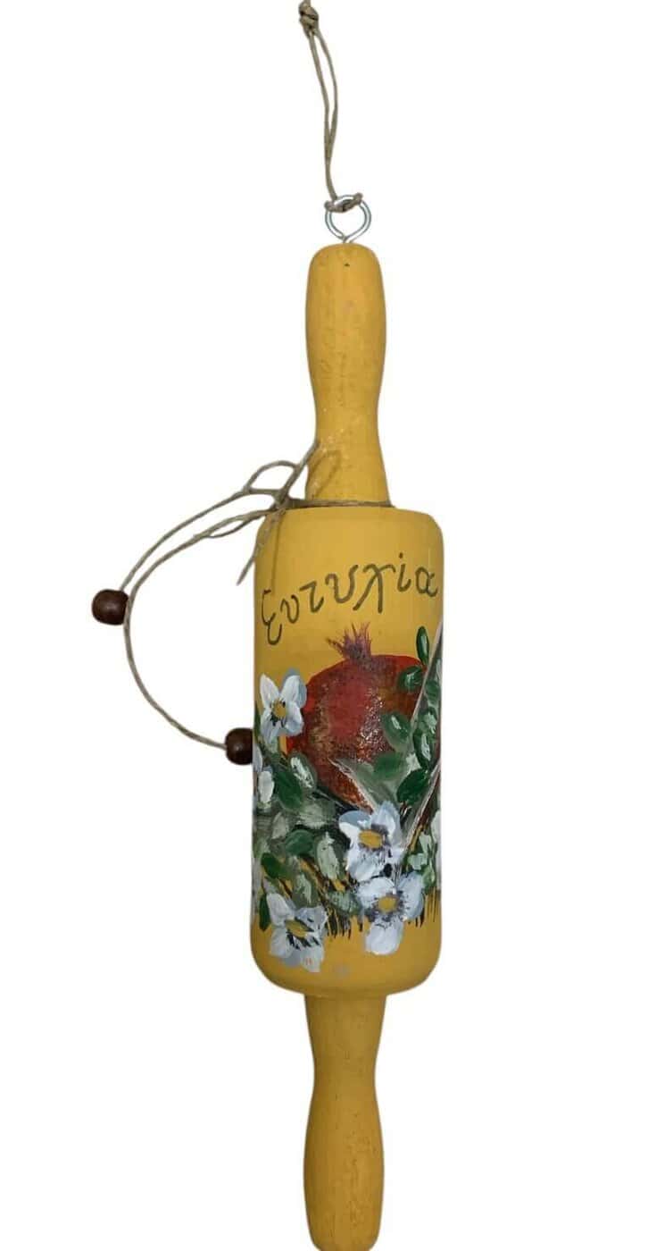 Κρεμαστό διακοσμητικό γούρι ΠΛΑΣΤΗΣ με ρόδια ζωγραφισμένο