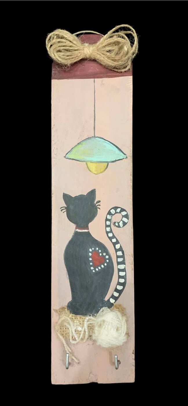 Κλειδοθήκη ζωγραφισμένη ΓΑΤΑ και ΚΟΥΒΑΡΙ