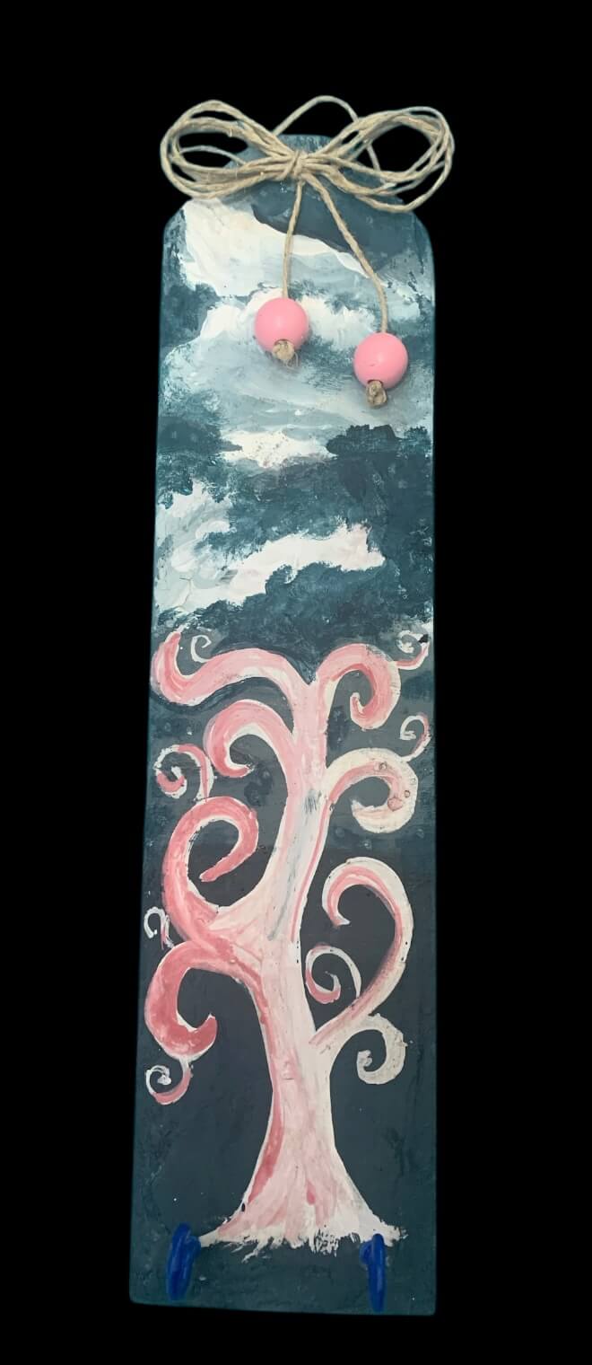 Κλειδοθήκη ζωγραφισμένη ΡΟΖ ΔΕΝΤΡΟ